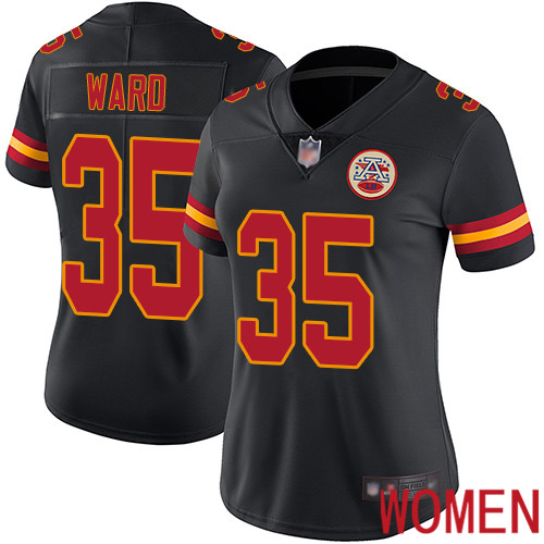 Women Kansas City Chiefs 35 Ward Charvarius Limited Black Rush Vapor Untouchable Football Nike NFL Jersey